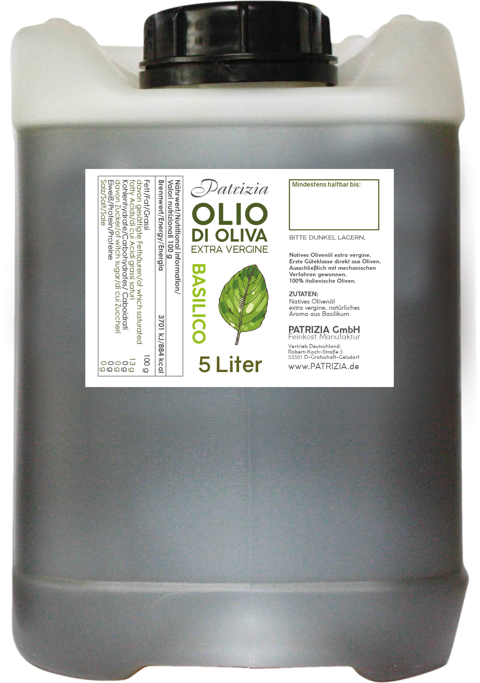 Olivenöl Basilikum - 5 l Kanister